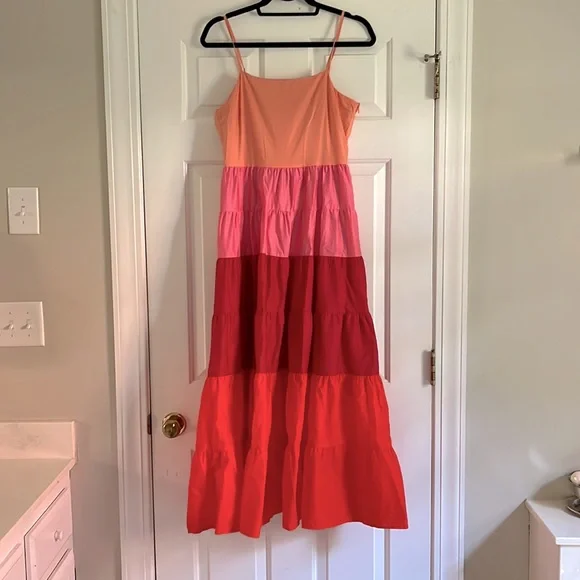 NWT English Factory Pink Color Block Spaghetti Maxi, sz S - Picture 3 of 7